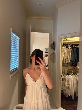 White Erica Ruffle Tiered Mini Dress
